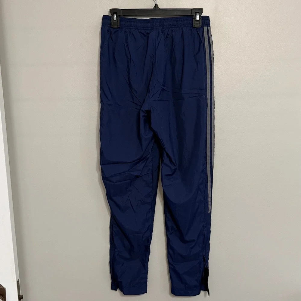 Adidas Mens Medium Blue 3-Stripe Mesh Lined Windbreaker Track Pants Zip Cuff